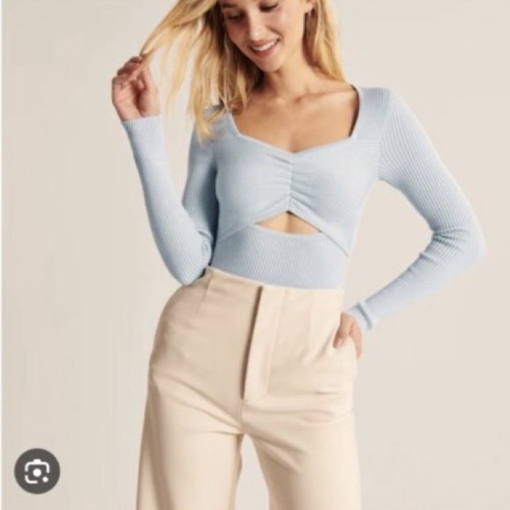 Abercrombie & Fitch Sky Blue Ribbed Bodysuit